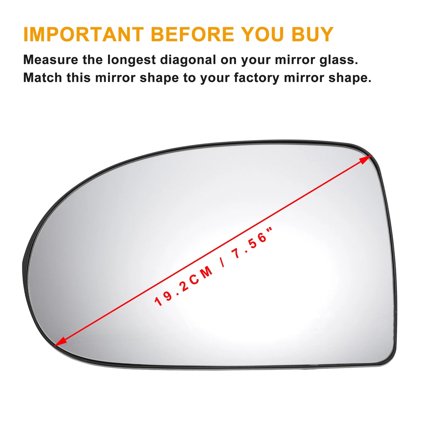 Left Side Heated White Mirror Glass for Jeep Compass (2010-2016)