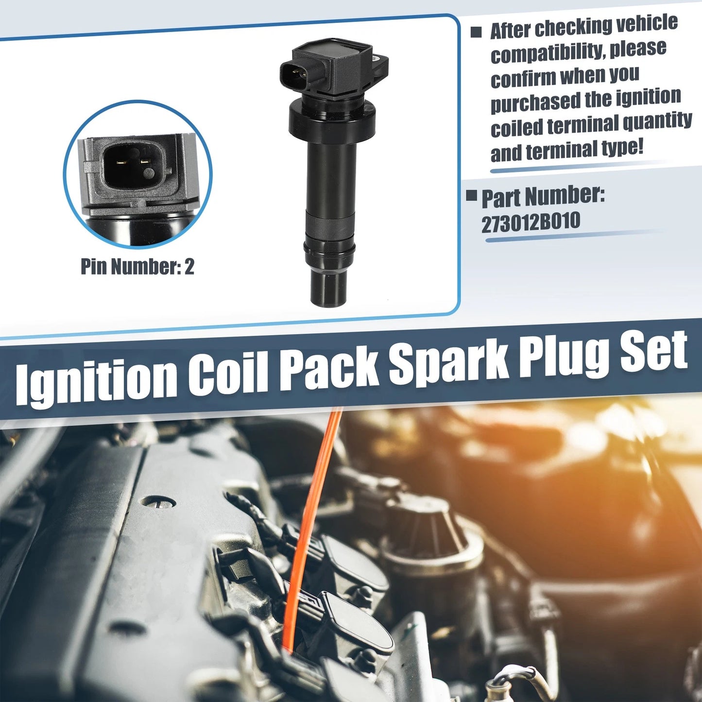 Ignition Coil for Hyundai Accent 1.6L (2004-2015) - 1 Pcs Black