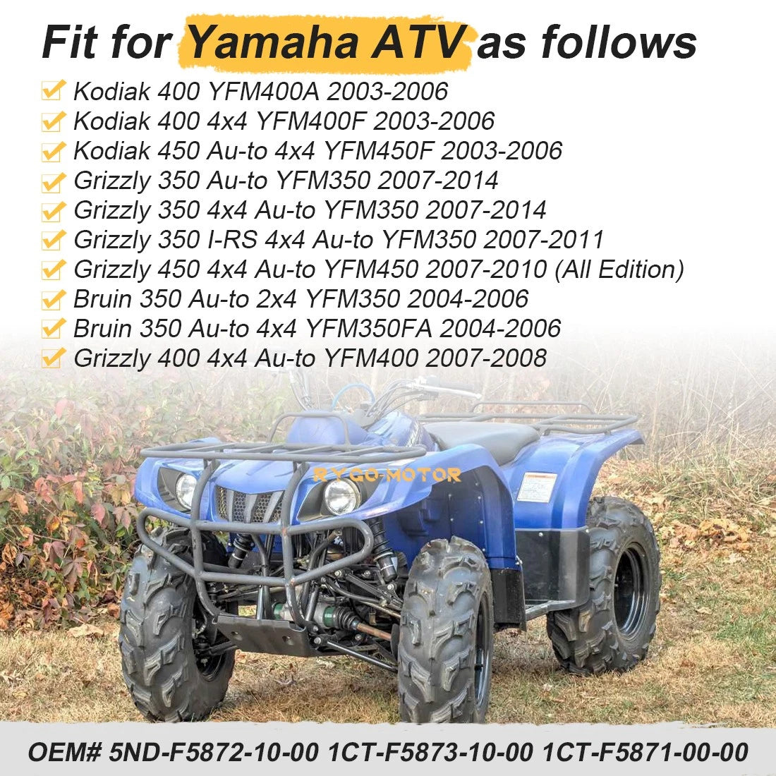 Front Brake Hose Pipe for Yamaha Grizzly 450 4x4 Auto YFM450 (2007–2010)