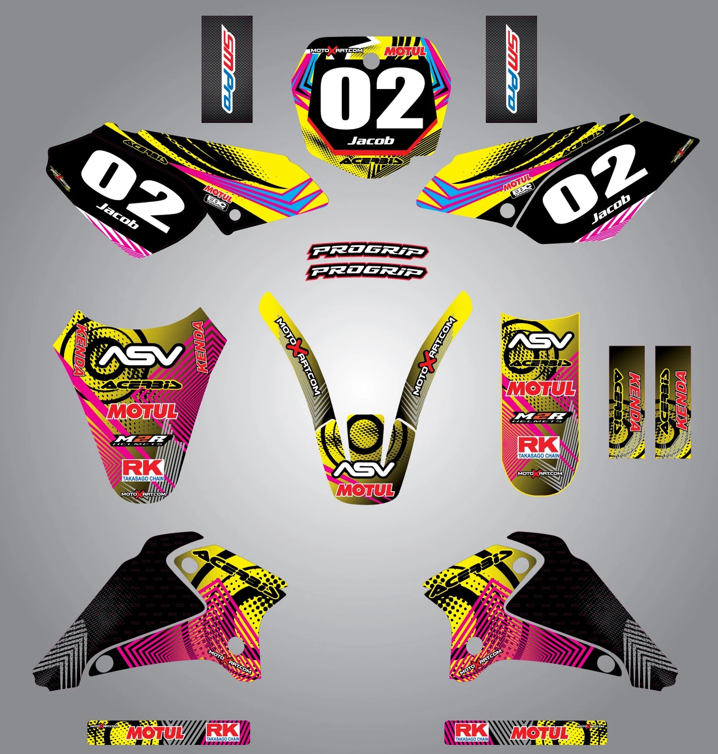 Custom Graphic Kit - Neon Style for Suzuki DRZ 125 (2001-2007) Stickers