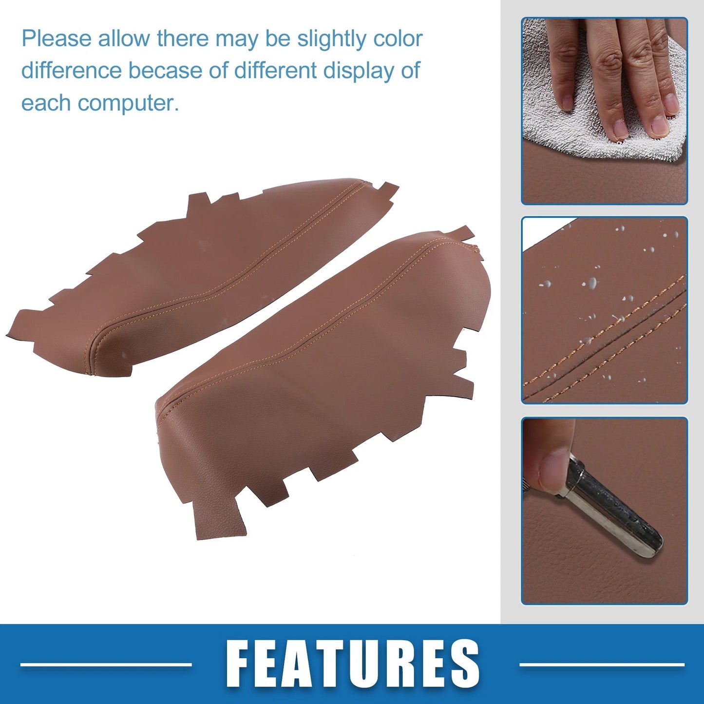 Front Door Panel Armrest Cover Brown 1 Pair for Toyota Avalon (2013–2018)