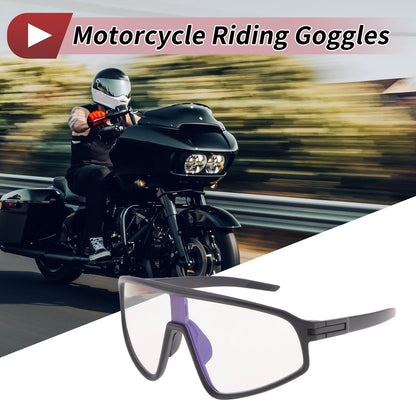 1 Pc Motorcycle Riding Goggles Light Gray Lens Black Frame PC Cycling Sunglasses