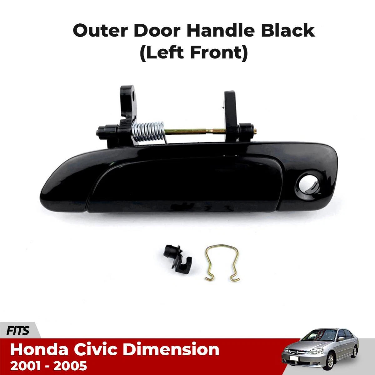 Outer Door Handle Black Front LH Fits Honda Civic Dimension EU EP EM 01-05 D11