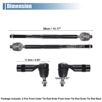 4pcs Front Inner Outer Tie Rod End Links Kit for Chrysler 200 Dodge Dart