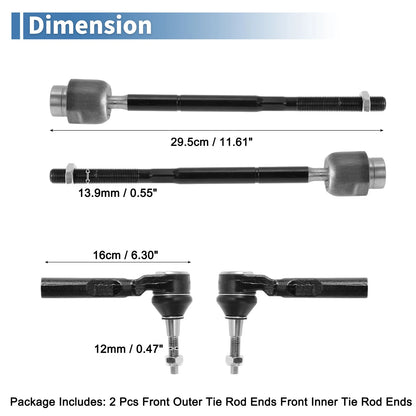 4pcs Front Inner Outer Tie Rod End Link for Chevrolet Malibu (2004-2012)