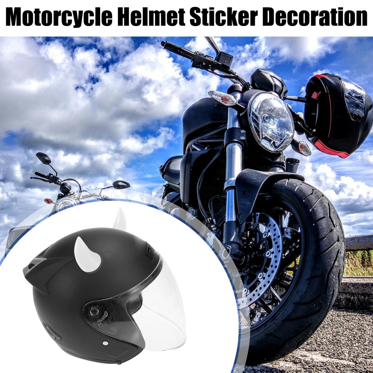 2 x Helmet Bull Horn Style Bumper Decoration for Car Motorcycle