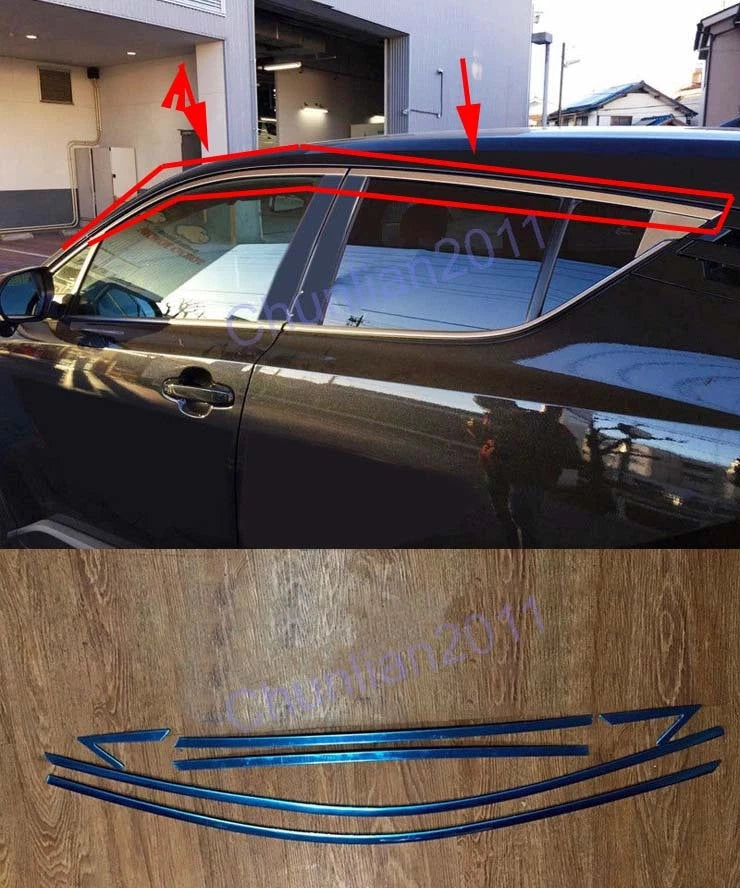 Window Upper Frame Cover Trim for Toyota C-HR Steel Sill Trims 6PCS (2016-2023)