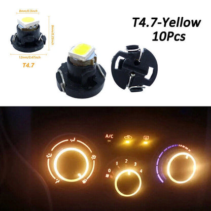 10x T4.7/T5 Neo Wedge LED Bulbs for Dash Climate Instrument Light Lamp Yellow