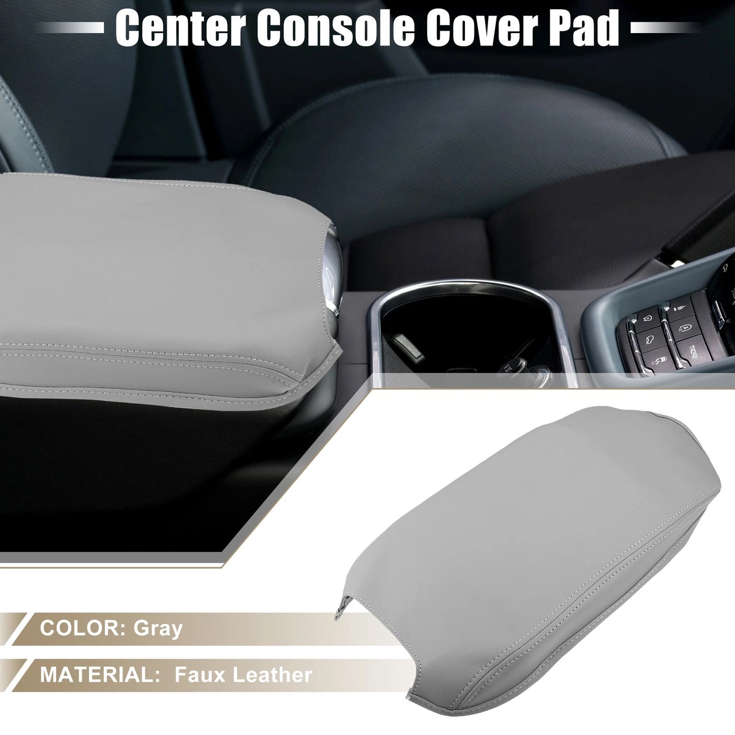 Car Center Console Armrest Cover Pad for Toyota Camry Hybrid (2012-2017) Gray