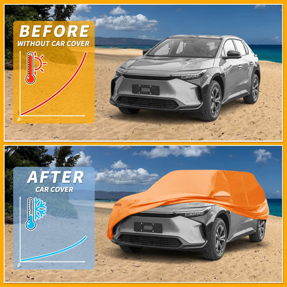 Waterproof All Weather Car Cover for Toyota bZ4X (2022-2023) - Orange 210D-PU