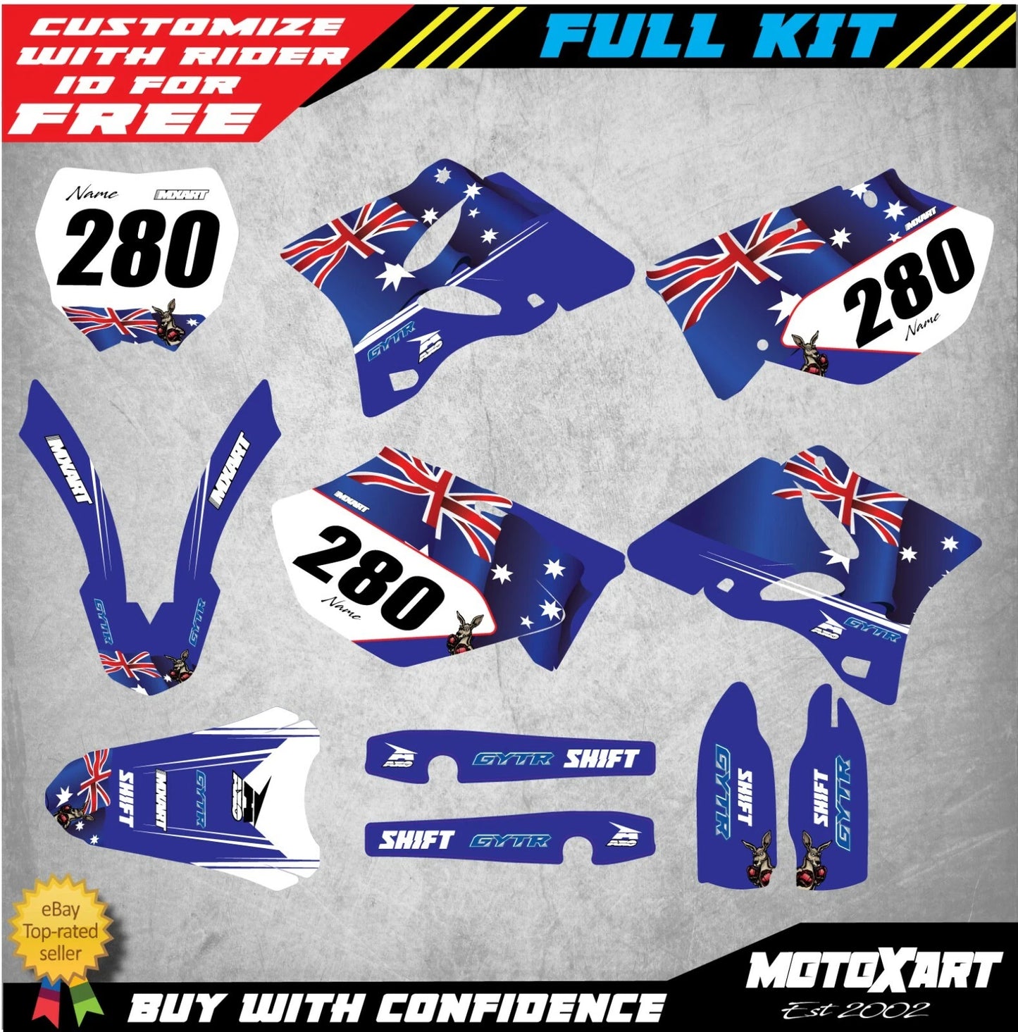 Aussie Style Decal Kit for Yamaha YZ 250 (2008-2010)