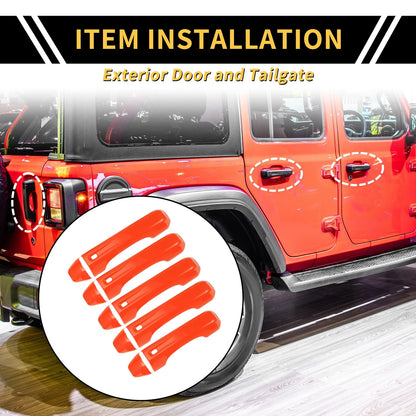 Door Tailgate Handle Cover  for Jeep Wrangler JL JLU (2018-2022) Orange