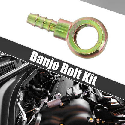 M14x1.5 Banjo Bolt Kit with Copper Washers for Motorcycle Bronze Tone