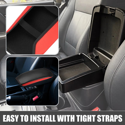 Center Console Cover Pad for Mitsubishi Outlander Faux Leather Black Red