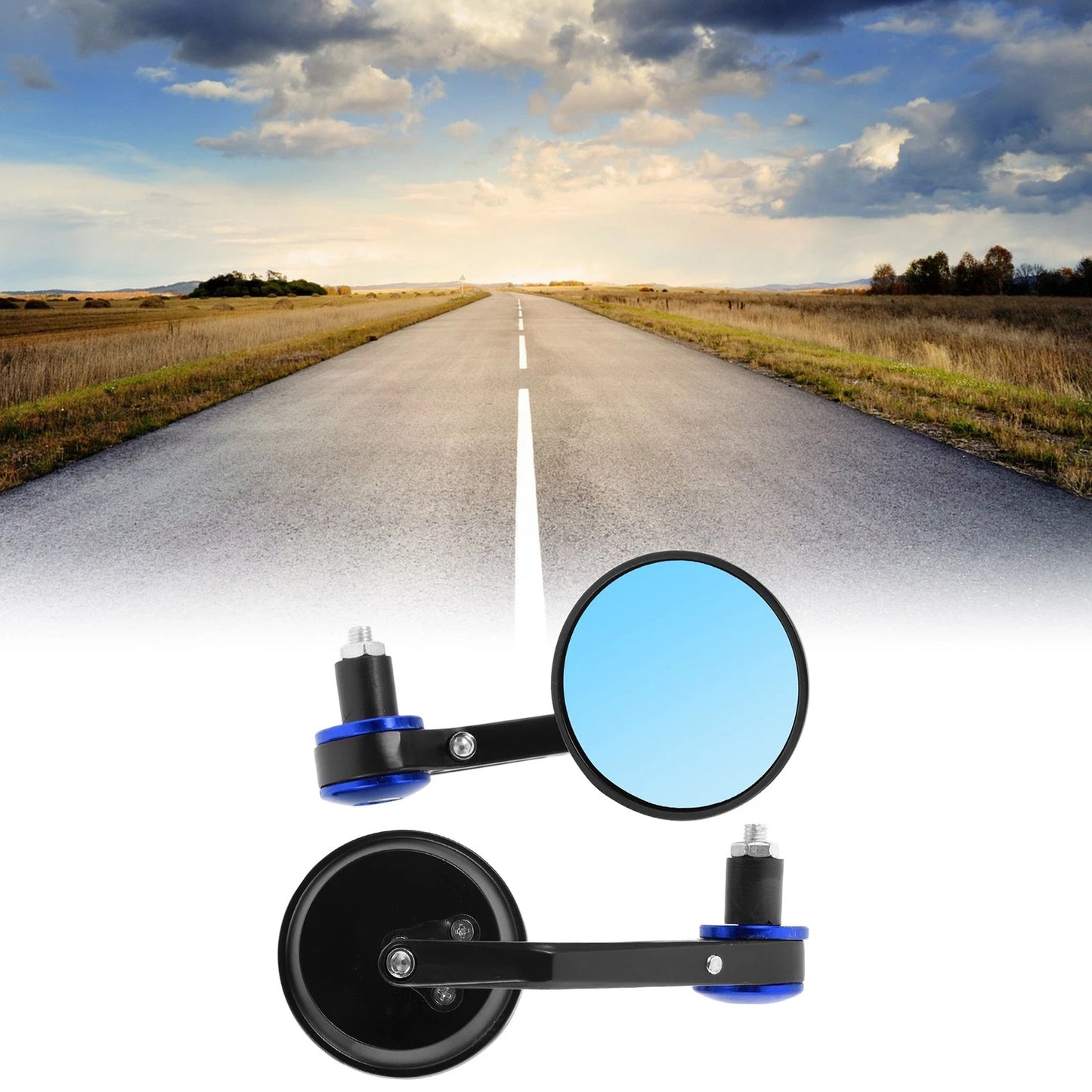 M8 Motorcycle Rear View Mirror Handlebar Aluminum Black Blue