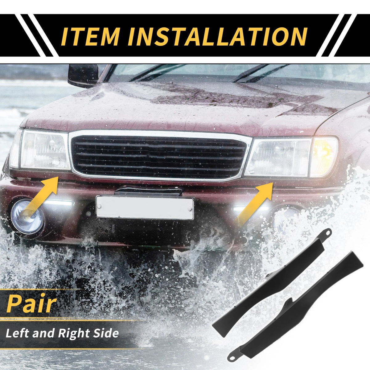 Pair Front Bumper Grille Headlight Filler for Toyota Tacoma (2005–2011)