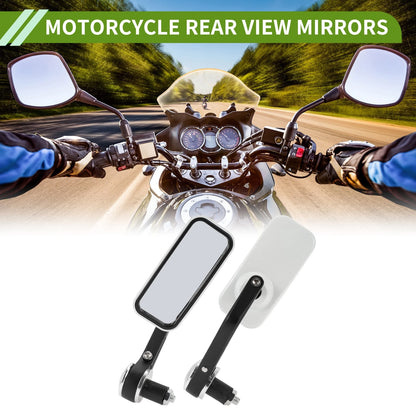 Rear View Mirrors 1 x Set Square Shape Black White Aluminum Plastic for M8