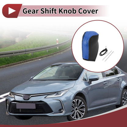 1 Pc Gear Shift Knob Cover Blue Faux Leather for Toyota Corolla (2014–2018)