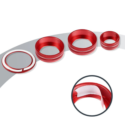 4pcs AC Knob Covers for Honda CR-V 2017-2021 - Volume Knob Start Stop Ring Red