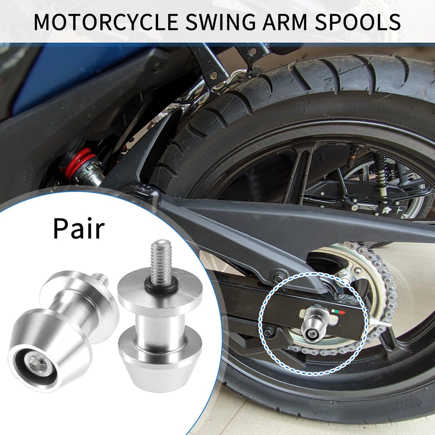 Pair Swingarm Spools 6mm for Motorbike