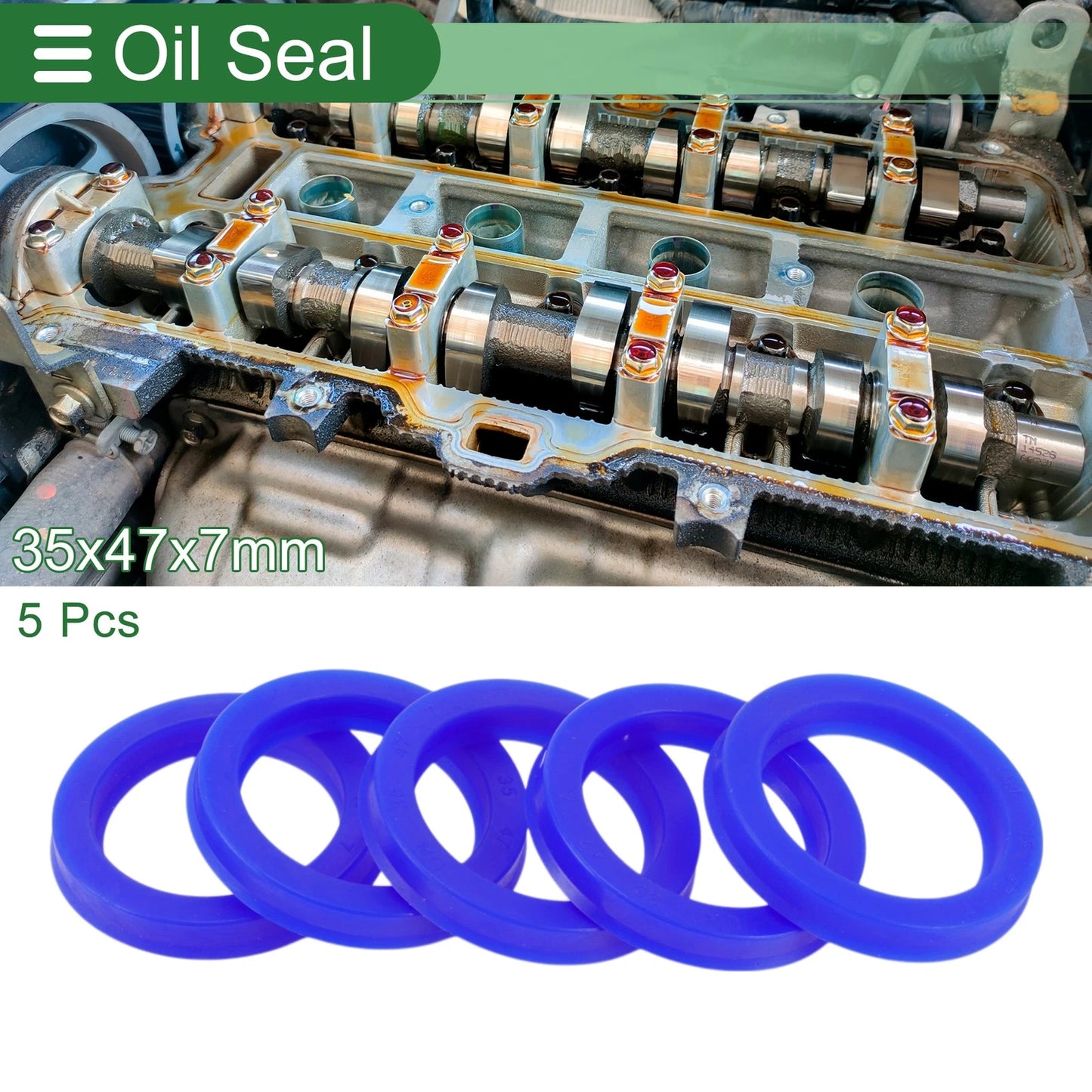 Oil Seal 35x47x7mm Seal Ring Rotary Shaft TPU 5 Pcs