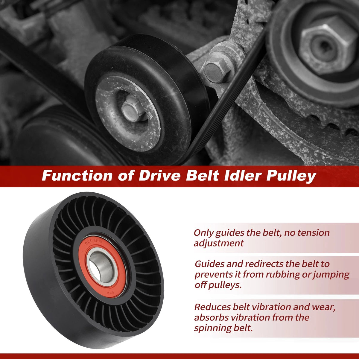Drive Belt Idler Pulley for Chevy Equinox, GMC, Buick, Saab