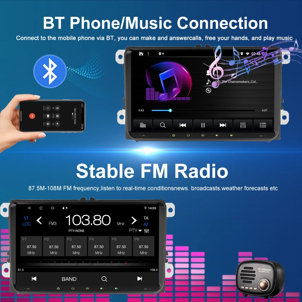 6-64GB Apple CarPlay Android Auto Head Unit for Volkswagen Polo (2010-2014)