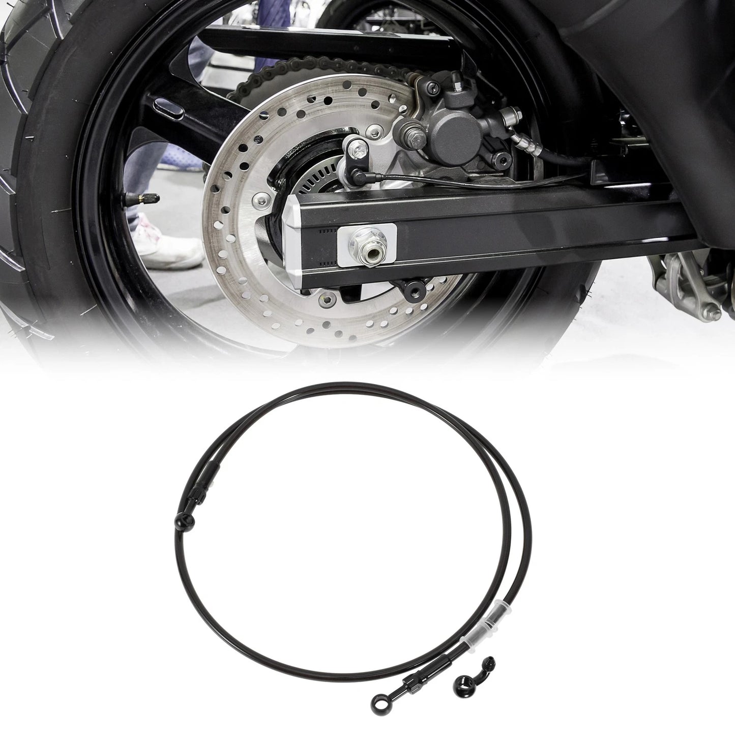 150cm Motorcycle Brake Oil Hose Line Nylon Stainless Steel Wire Braid PU