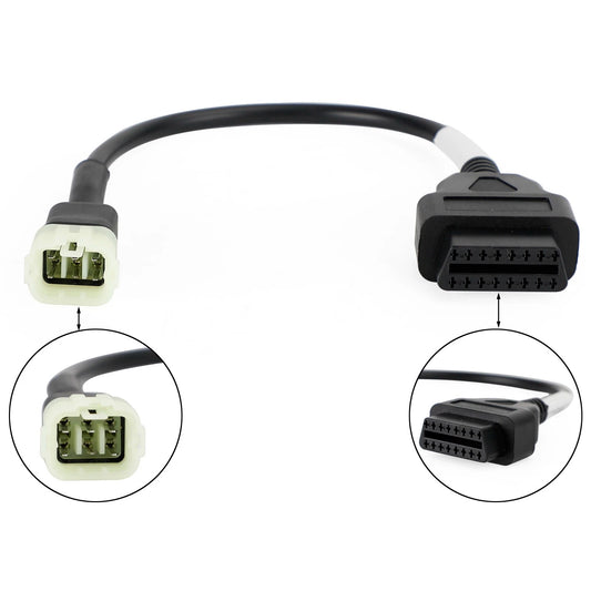 6 Pin OBD2 Diagnostic Plug Adapter for Kawasaki Motorcycle Scooter ATV