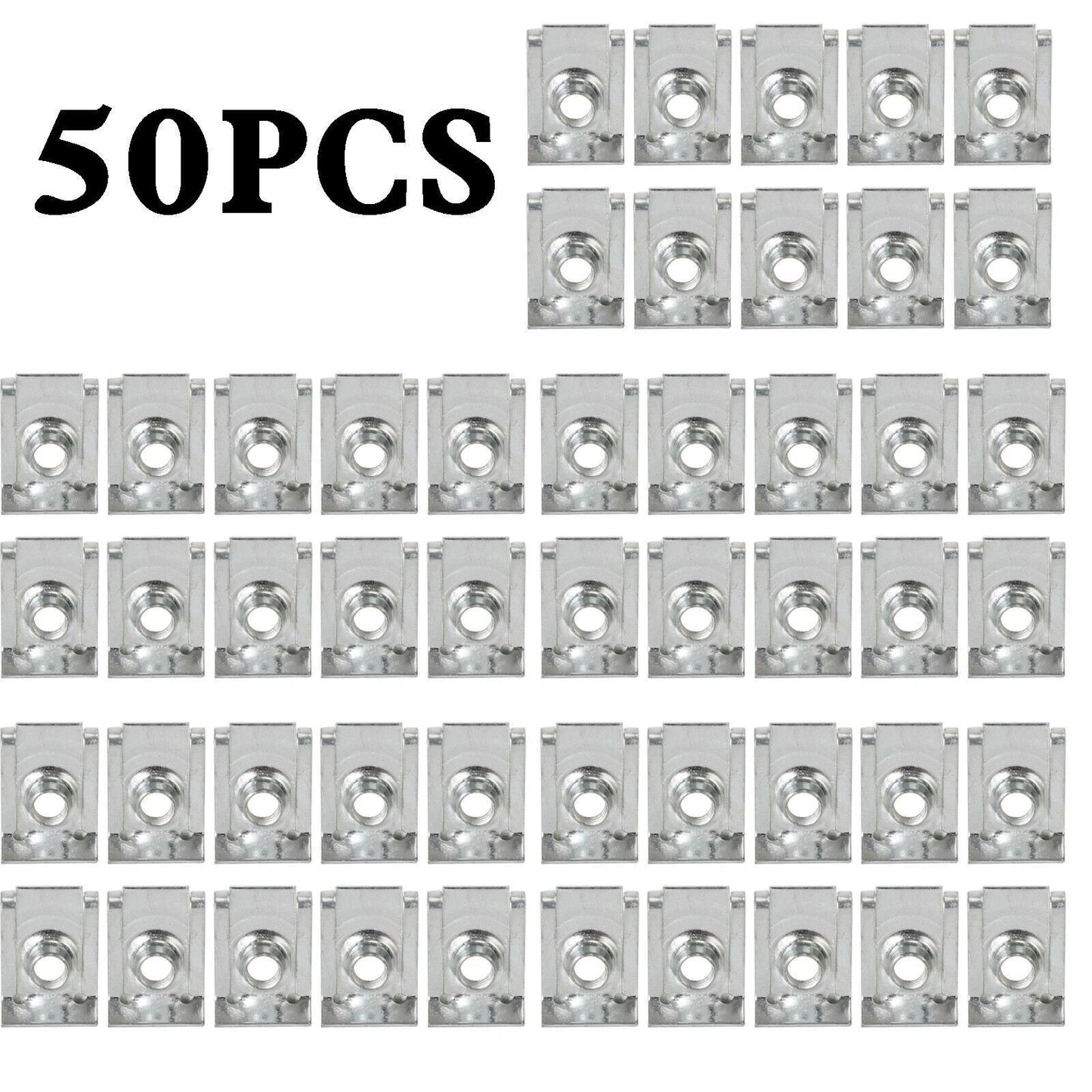 50 x M6 Galvanized Snap Nuts for Sheet Metal Trim Clamps (No Year)