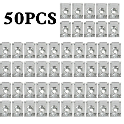 50 x M6 Galvanized Snap Nuts for Sheet Metal Trim Clamps (No Year)