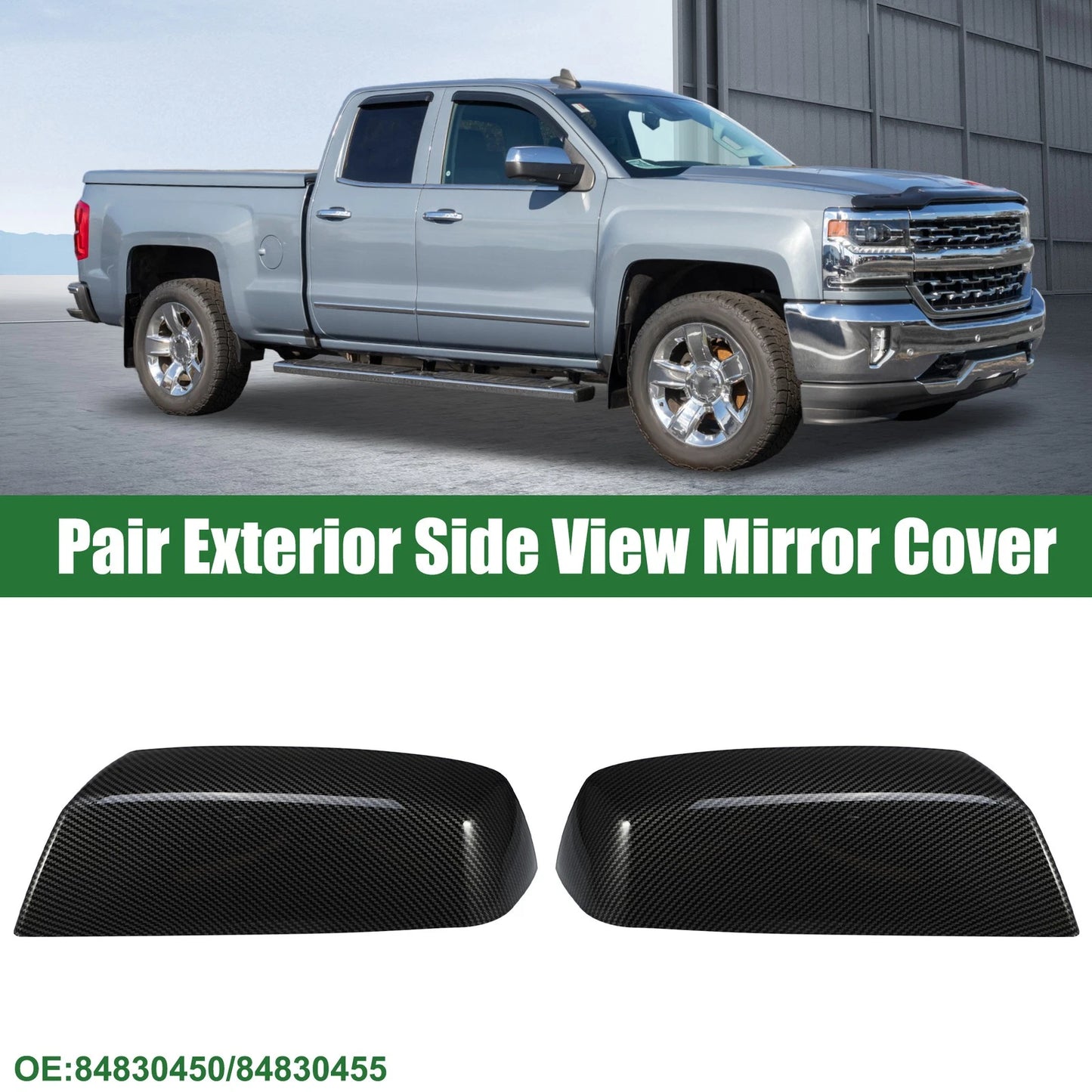 Pair Left Right Rearview Mirror Cap for Chevrolet Silverado 1500 (14 - 19)