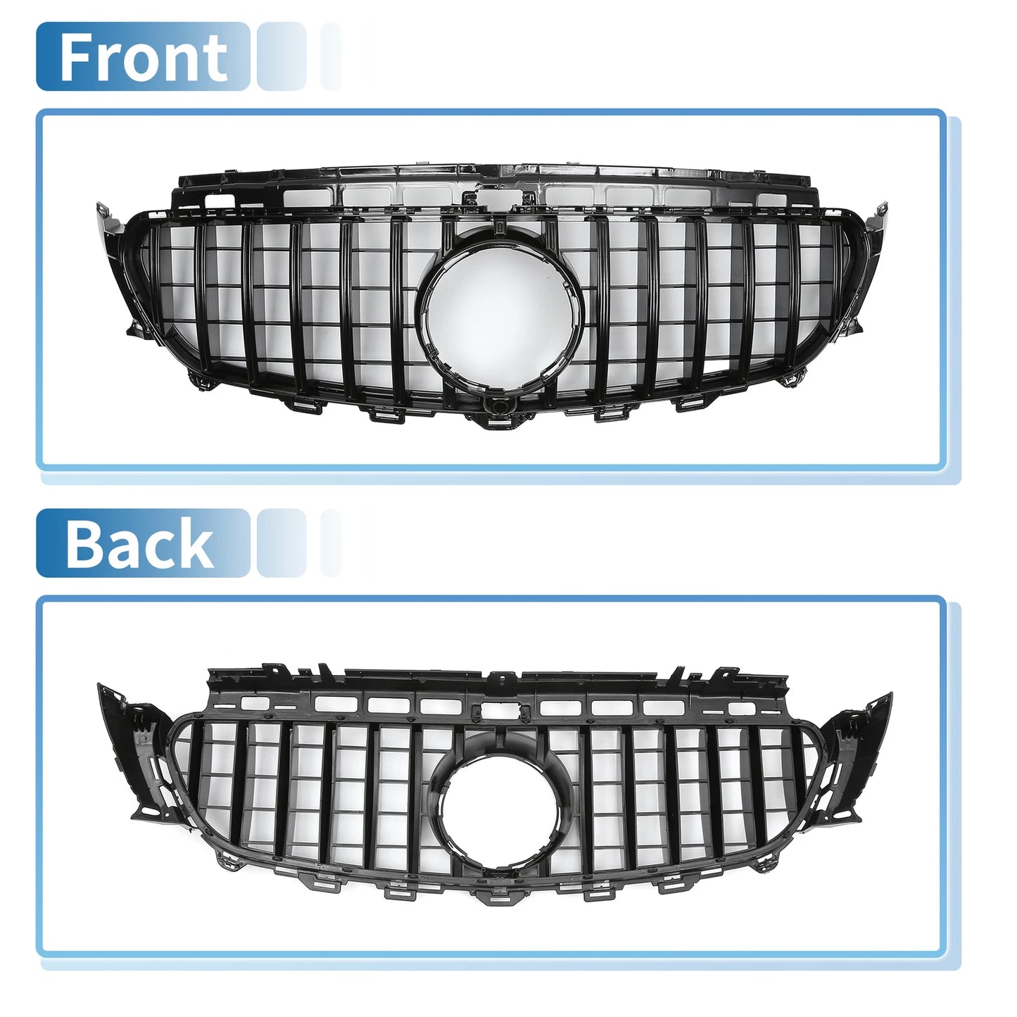 Front Upper Bumper Grille for Mercedes-Benz E200 (2016-2020) Black