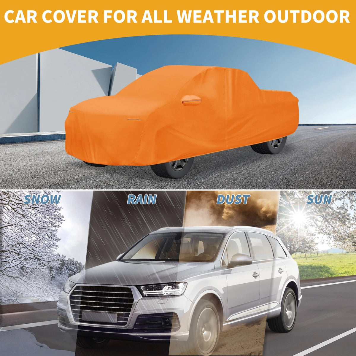 All Weather Car Cover for Chevy Silverado Orange Cotton Zipper