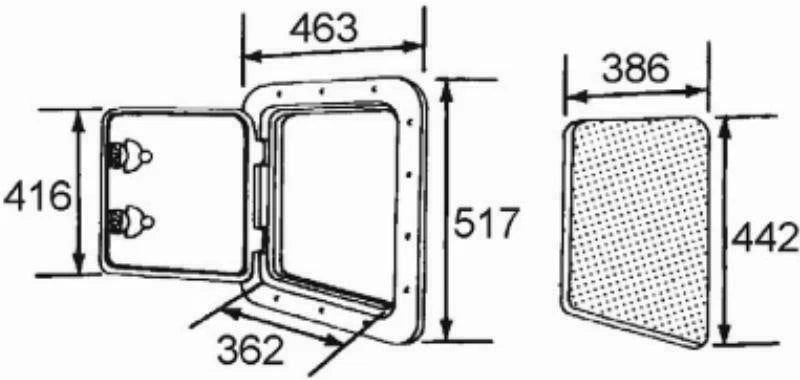Caravan RV Access Hatch 517mm x 463mm 2 Recessed Handles Nuova Rade White