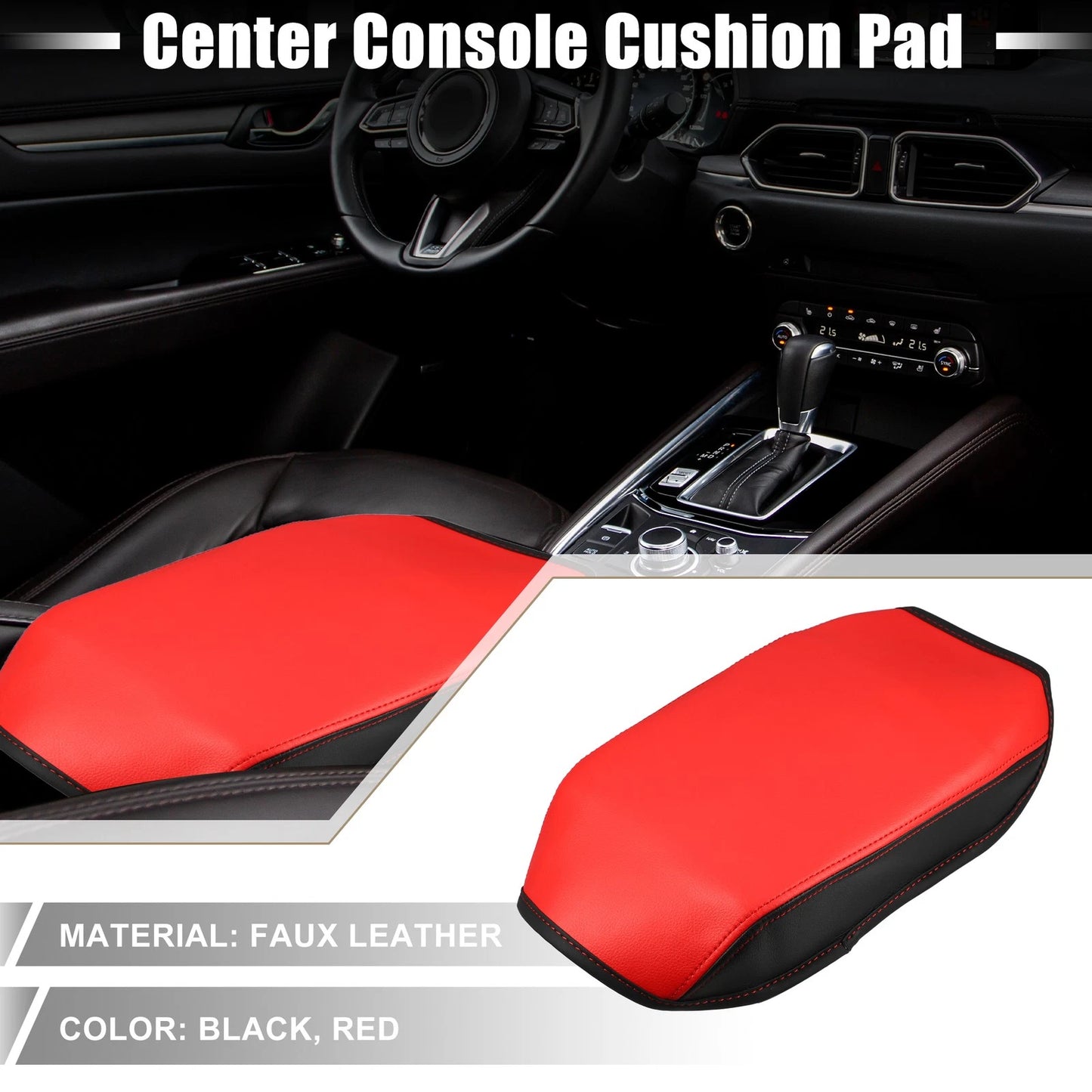 Center Console Armrest Cover for Mazda CX-5 (2017-2023) Black Red
