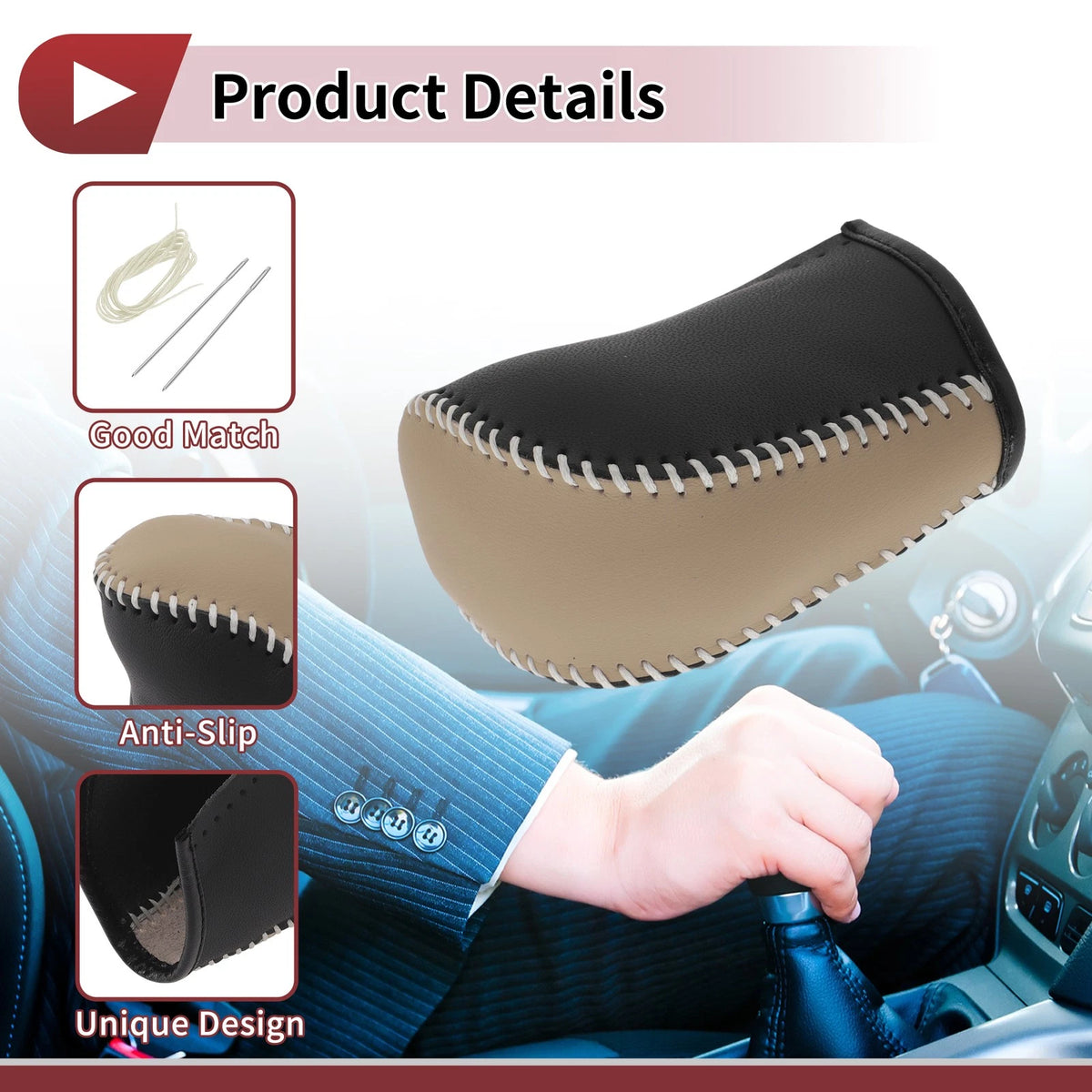 Beige Faux Leather Gear Shift Knob Cover for Subaru Forester (2006-2012)