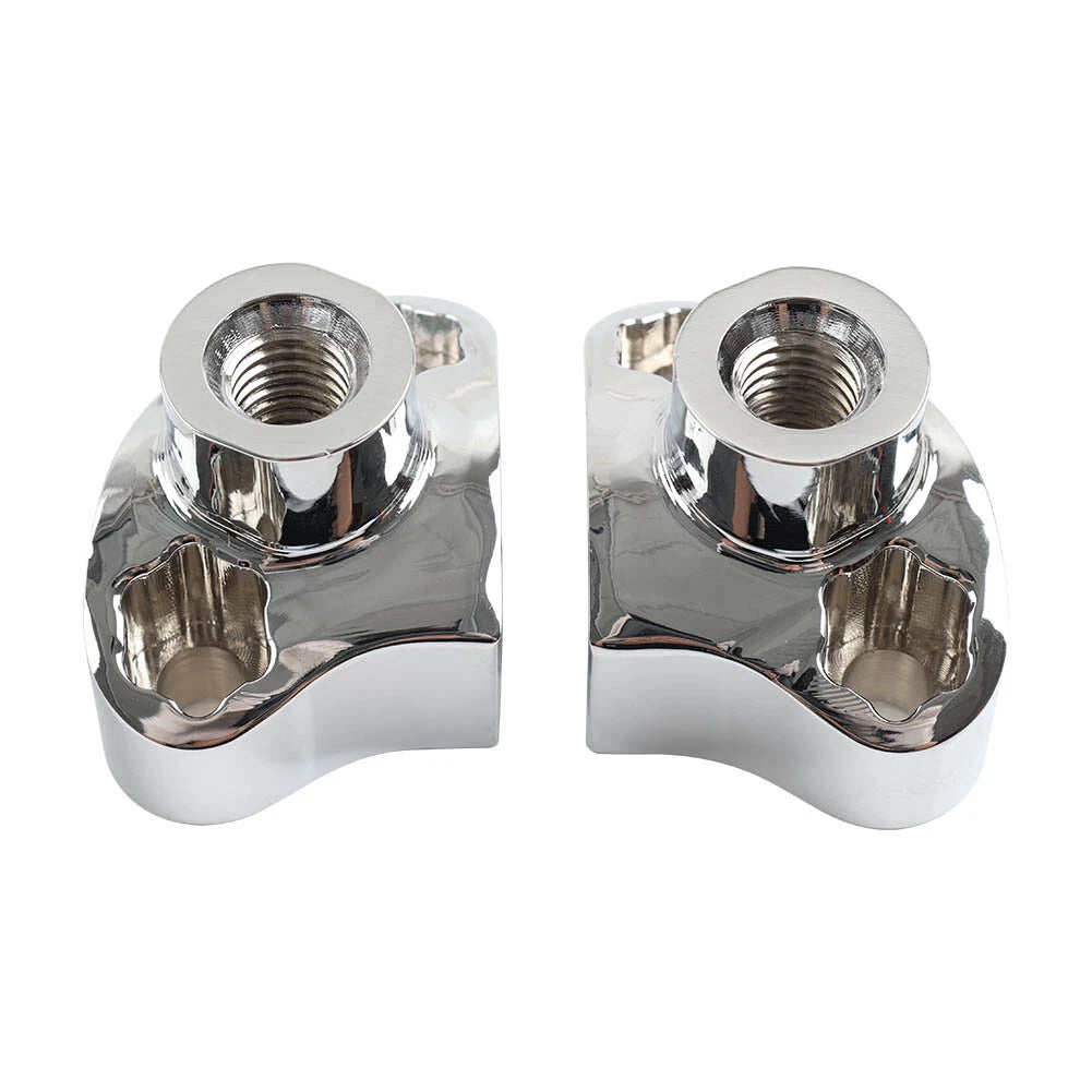 1" CNC Handlebar Risers w/Mount Screws Chrome for Harley Davidson