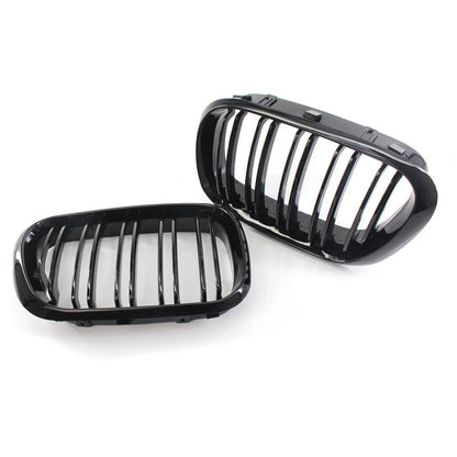 Gloss Black Dual Slat Bumper Grille Kidney Grill for BMW X5 (2000–2006)