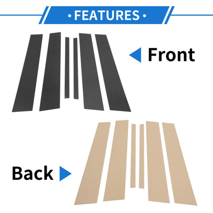 6 x Door Pillar Window Trim for Infiniti G35 (2007-2015) Black Carbon Fiber