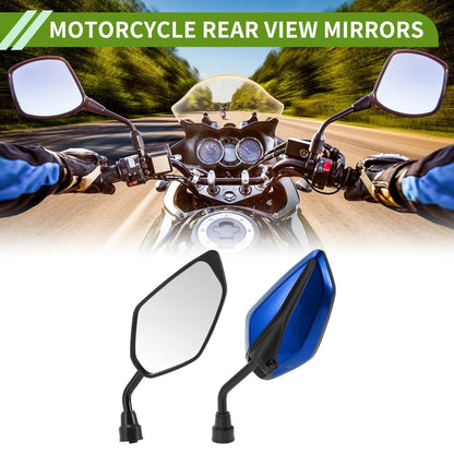 Rear View Mirrors Leaf Shape Blue Iron Plastic 1 Set for M10
