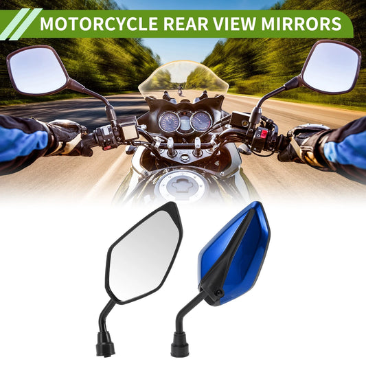 Rear View Mirrors Leaf Shape Blue Iron Plastic 1 Set for M10