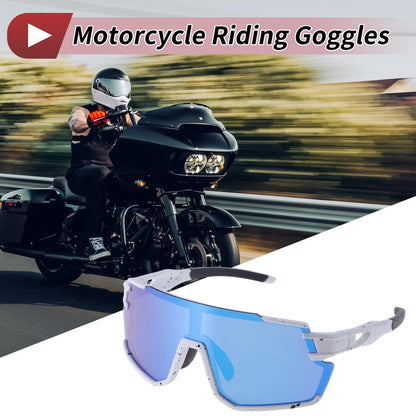 Motorcycle Riding Goggles for Motorcycle Blue Lens White with Black Spots