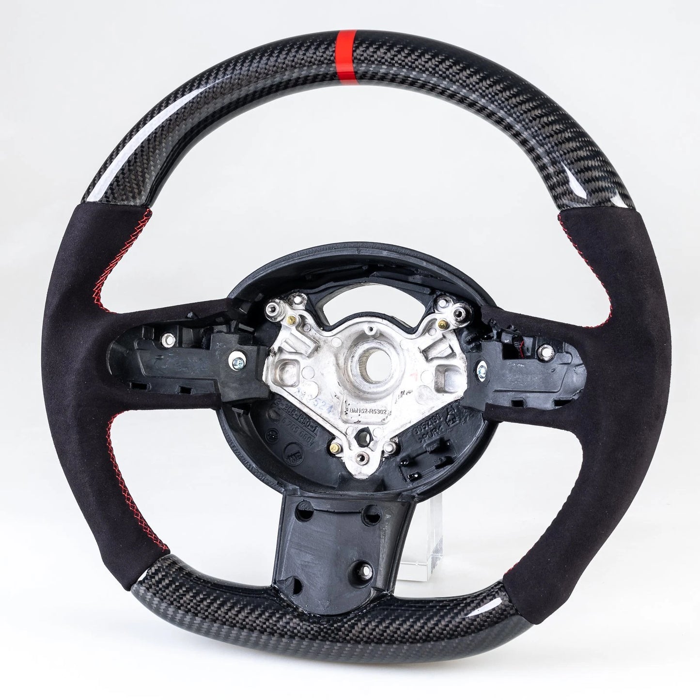 Carbon Flat Bottom 3 Spoke Suede Red Steering Wheel for Mini R50 R53 (02-08)