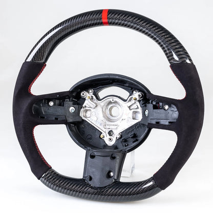 Carbon Flat Bottom 3 Spoke Suede Red Steering Wheel for Mini R50 R53 (02-08)