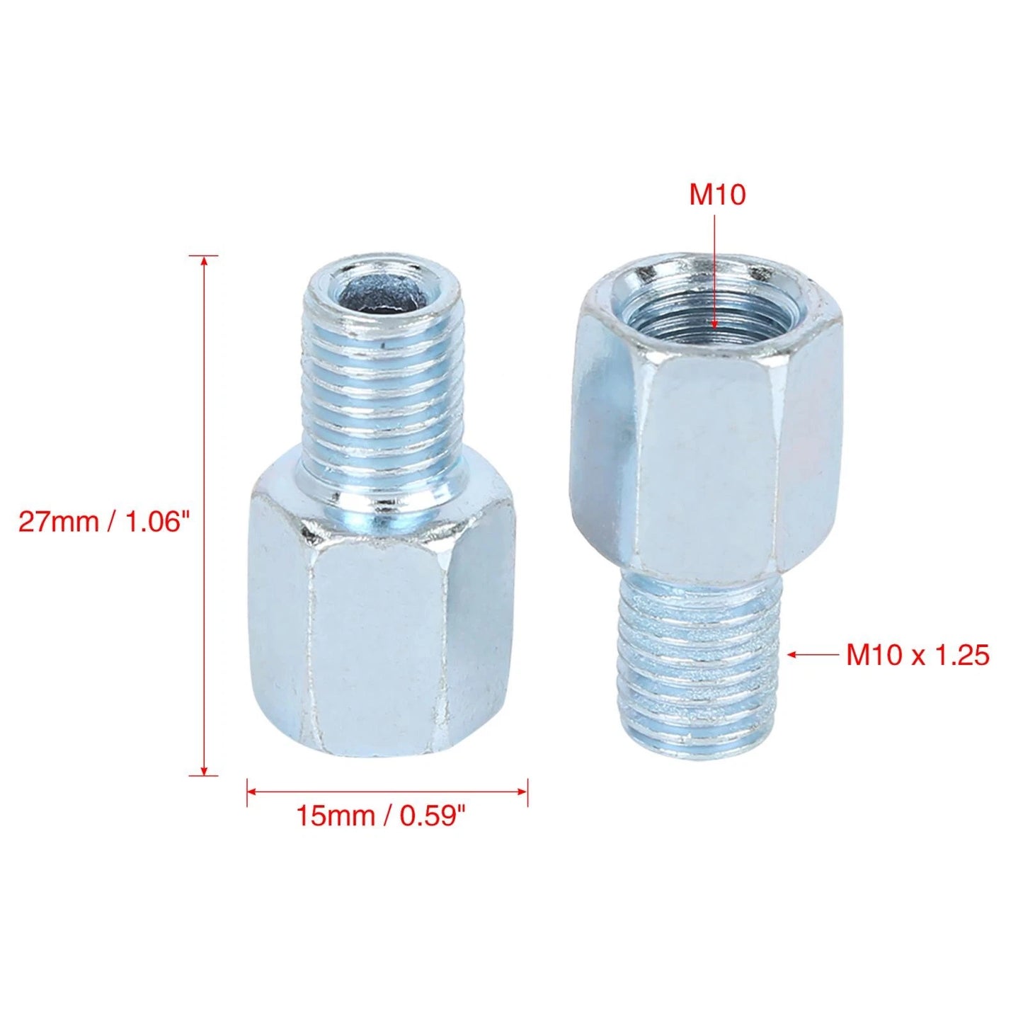 2pcs 10mm LH to 10mm RH Rearview Mirrors Adapter for Motorcycle Bike
