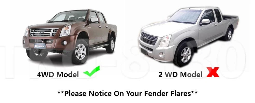 4 x Front Side Splash Guard Mud Flaps for Isuzu D-Max (2003-2011)