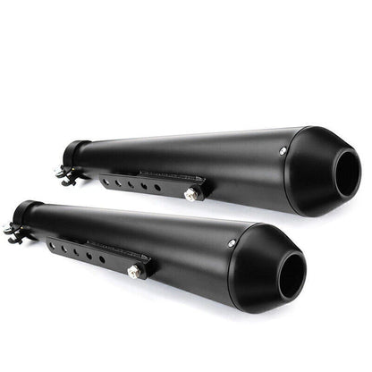 2 x Black Cafe Reverse Cone Megaphone Exhaust Pipes for GSXR 750, YZF R6