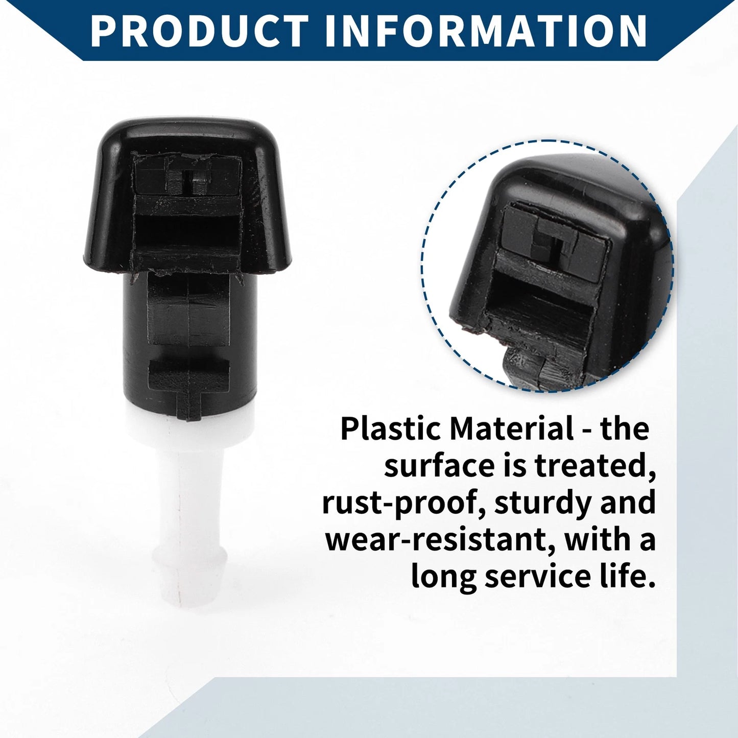 2 x Front Windshield Washer Nozzles for Jeep Patriot (2007-2017) Black White