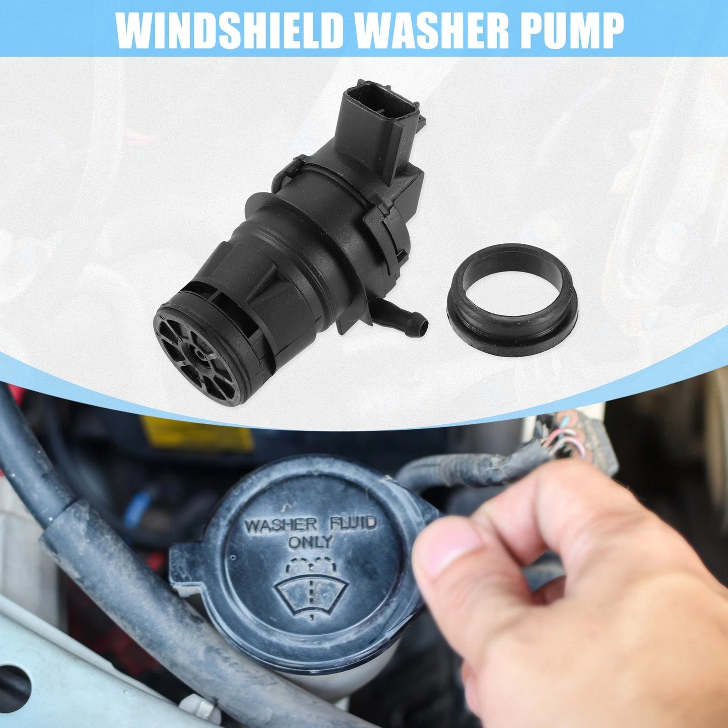 Windshield Washer Motor Pump with Grommet Black for Toyota 4Runner (2003–2022)